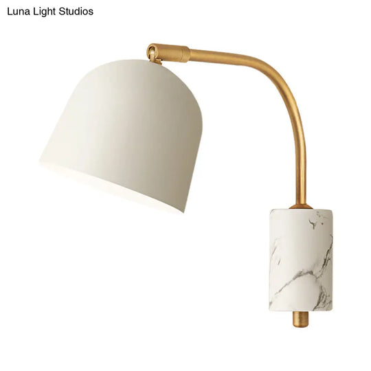 Modern Domed Wall Sconce With Metal Shade And 1 Head In White/Blue/Brass