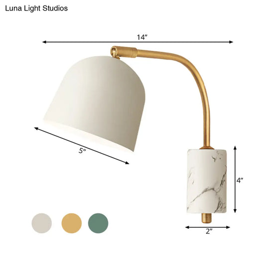 Modern Domed Wall Sconce With Metal Shade And 1 Head In White/Blue/Brass