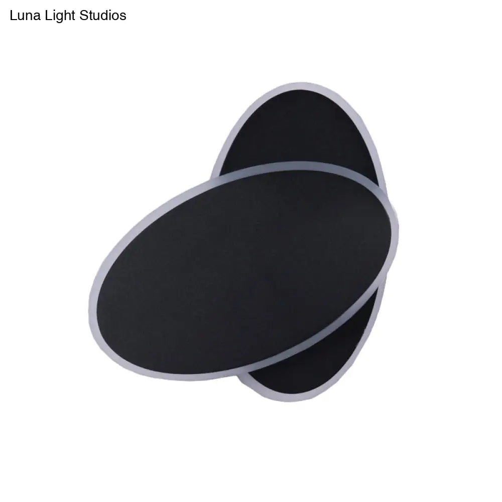 Modern Double Oval Bedside Led Wall Sconce Lamp In Black/White With Warm Light