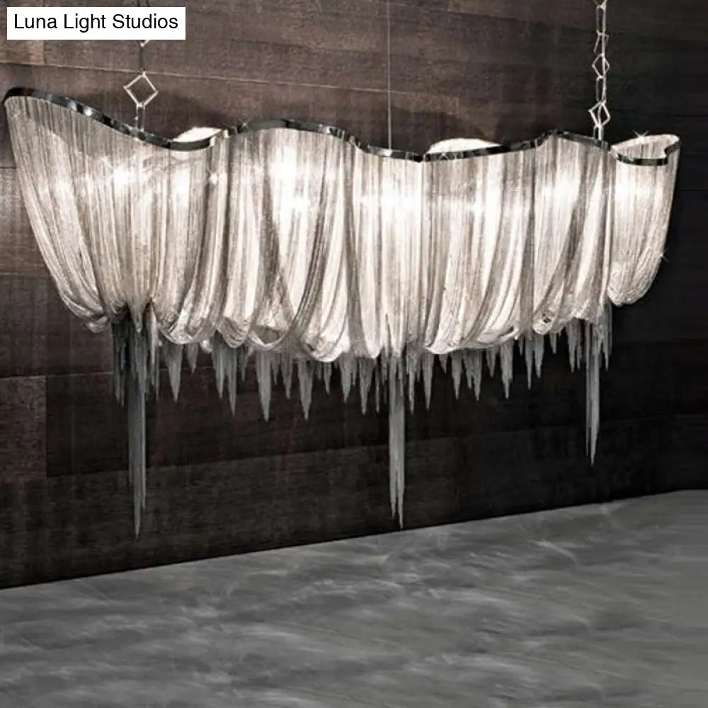 Modern Draped Chains Led Chandelier Light Fixture For Dining Room