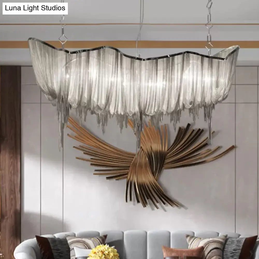 Modern Draped Chains Led Chandelier Light Fixture For Dining Room