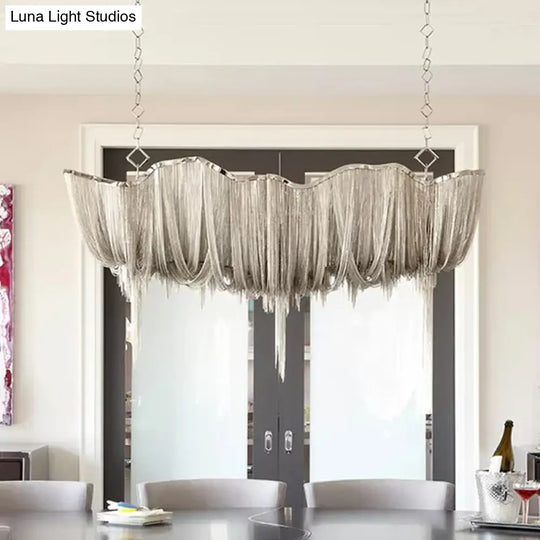 Modern Draped Chains Led Chandelier Light Fixture For Dining Room