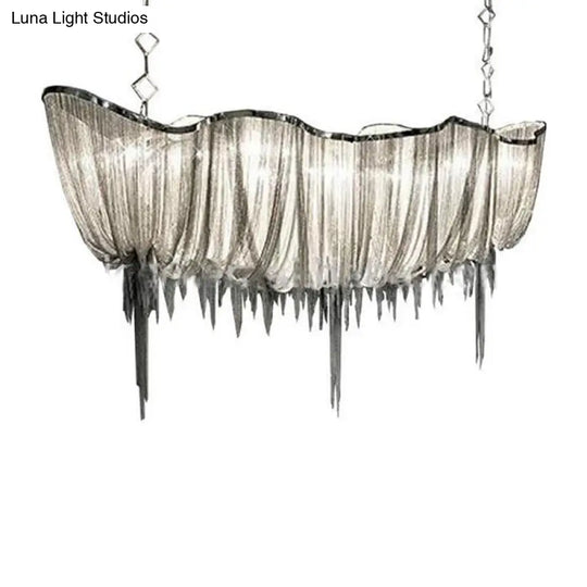 Modern Minimalist Led Chandelier With Aluminum Draped Chains - Perfect For Dining Rooms