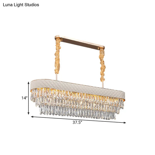 Modern Drum Crystal Drops Pendant Light With 12 Heads For Dining Room