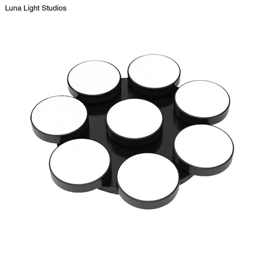 Modern Drum Flush Mount Light With Multiple Heads In Black/White For Study Room