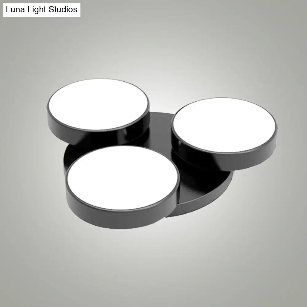 Modern Drum Flush Mount Light With Multiple Heads In Black/White For Study Room