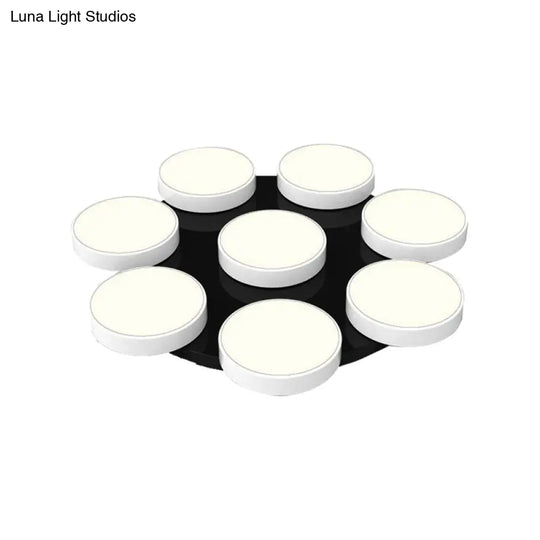 Modern Drum Flush Mount Light With Multiple Heads In Black/White For Study Room