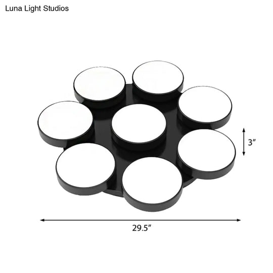 Modern Drum Flush Mount Light With Multiple Heads In Black/White For Study Room