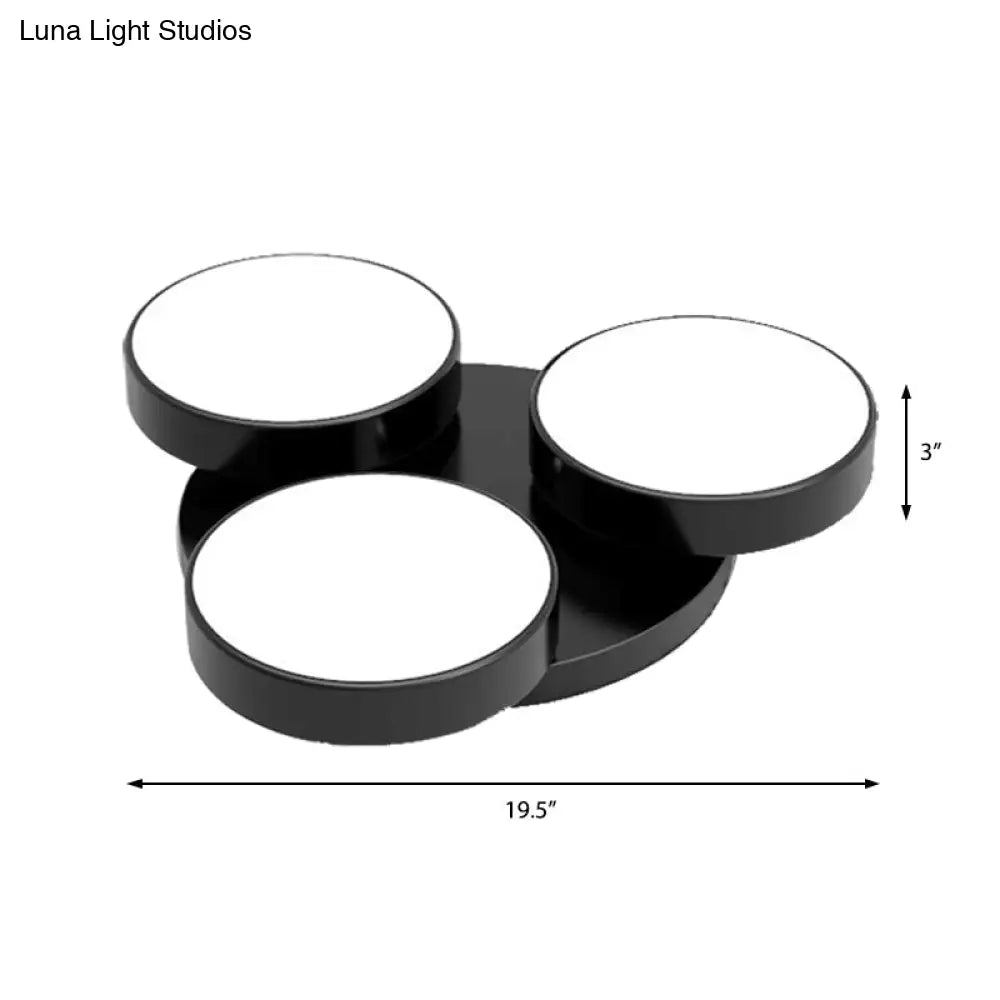 Modern Drum Flush Mount Light With Multiple Heads In Black/White For Study Room