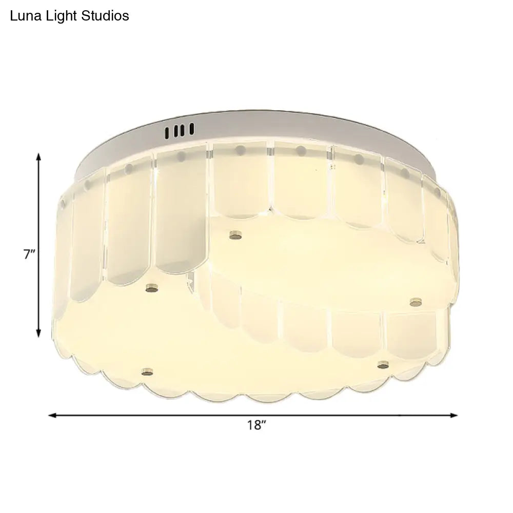 Modern Drum Flush Mount With Multi White Glass Lights For Living Room Ceiling