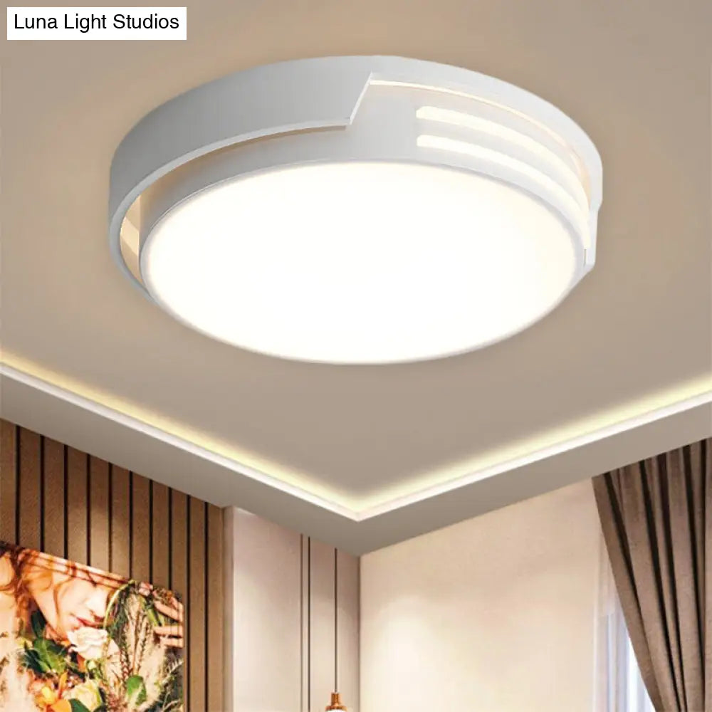 Modern Drum Metal Led Flush Mount Light In White/Warm - Sleek Design White / Warm