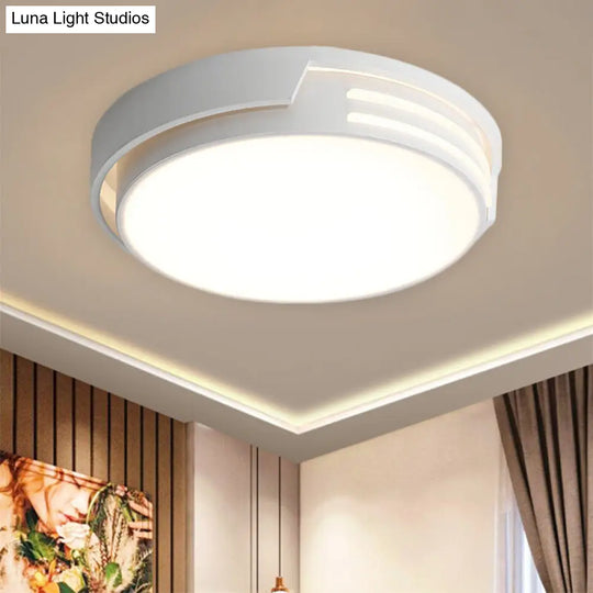 Modern Drum Metal Led Flush Mount Light In White/Warm - Sleek Design White / Warm