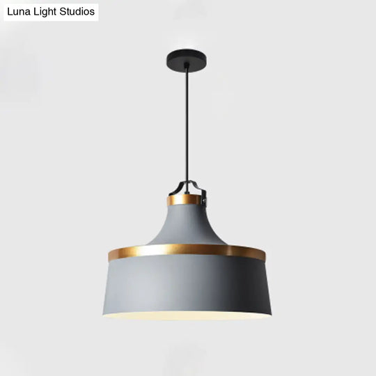 Modern Drum Metal Pendant Light In Grey/White/Blue - Ideal For Dining Room