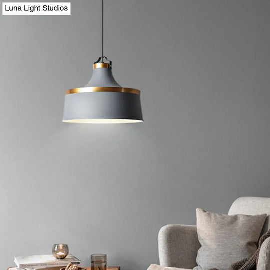 Minimalist Drum Pendant Light In Grey/White/Blue - Perfect For Dining Room Grey