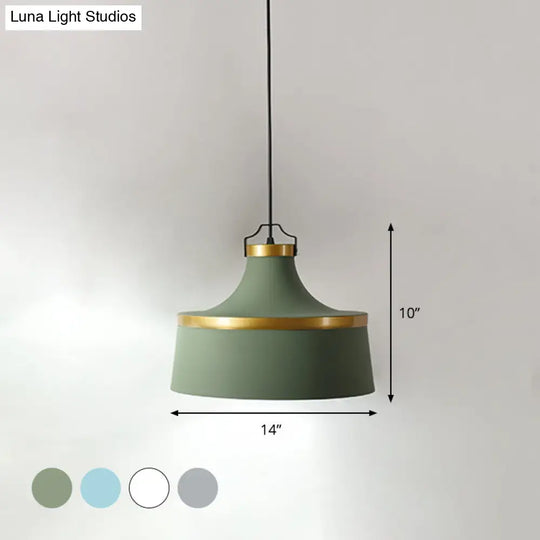 Modern Drum Metal Pendant Light In Grey/White/Blue - Ideal For Dining Room