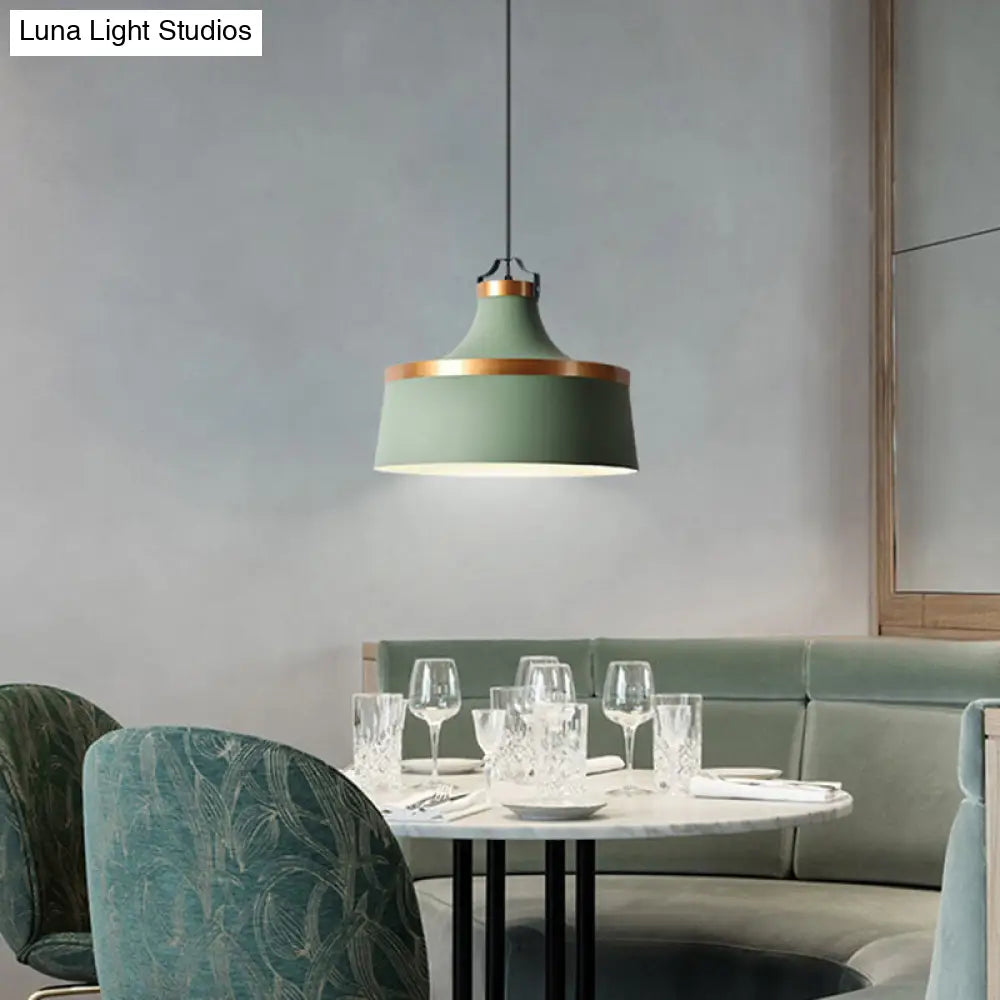 Minimalist Drum Pendant Light In Grey/White/Blue - Perfect For Dining Room Green