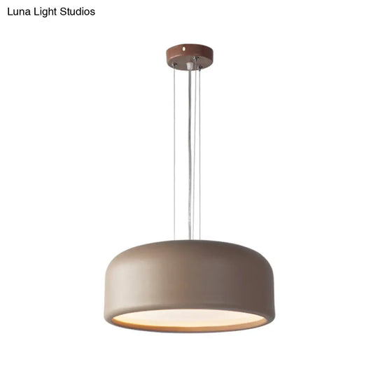 Modern Drum Pendant Lamp - Acrylic Grey/Coffee With Recessed Diffuser Perfect For Living Room