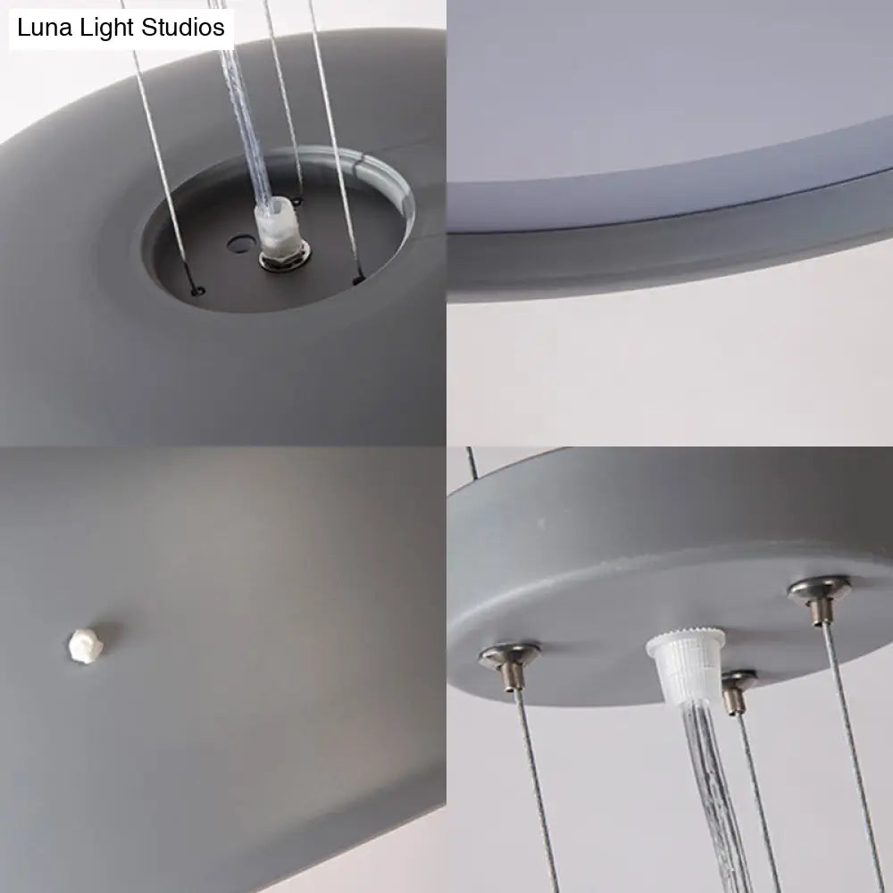 Modern Acrylic Drum Pendant Lamp 1 Light Grey/Coffee For Living Room Ceiling 14/19/23.5 Wide