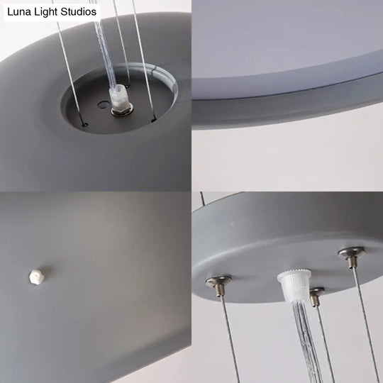 Modern Drum Pendant Lamp - Acrylic Grey/Coffee With Recessed Diffuser Perfect For Living Room