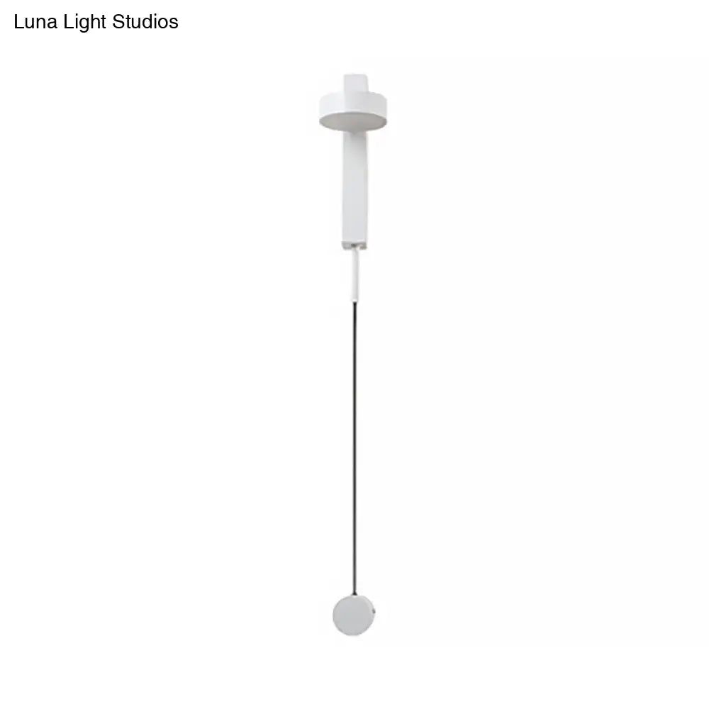 Modern Drum Shade Wall Light: Led Metal Lamp For Bedroom In White/Warm Light