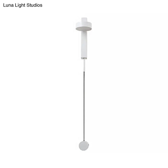 Modern Drum Shade Wall Light: Led Metal Lamp For Bedroom In White/Warm Light