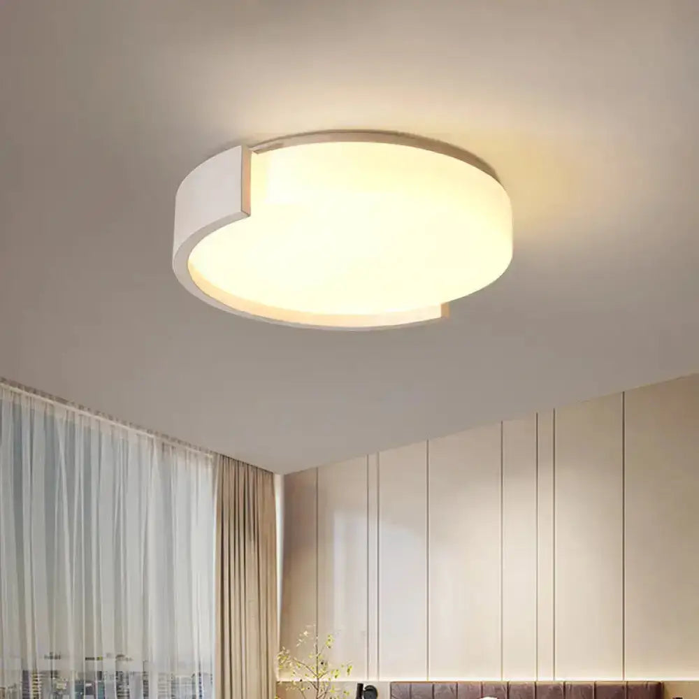 Modern Drum-Shaped Ceiling Light Fixture: Acrylic Black/White Flushmount With C-Shaped Frame Led