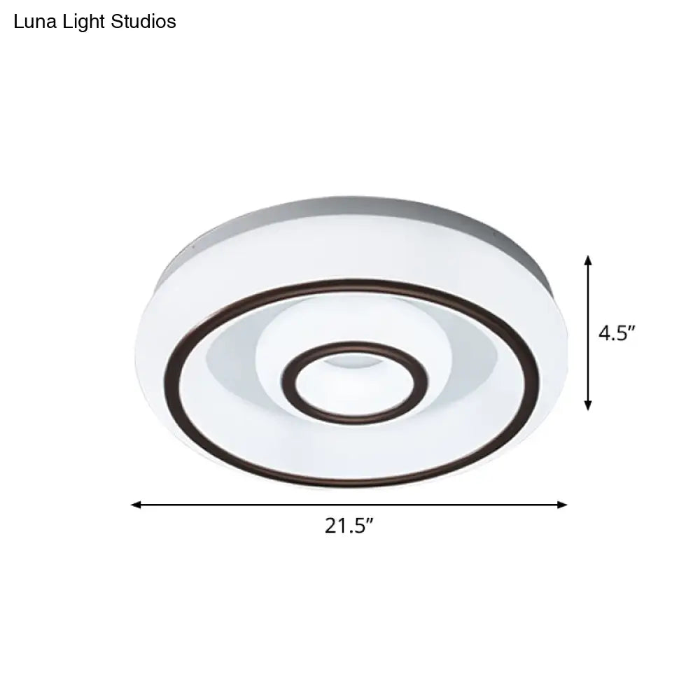 Modern Dual Circle Acrylic Flush Mount Led Ceiling Lamp - Black And White With 3 Color Light