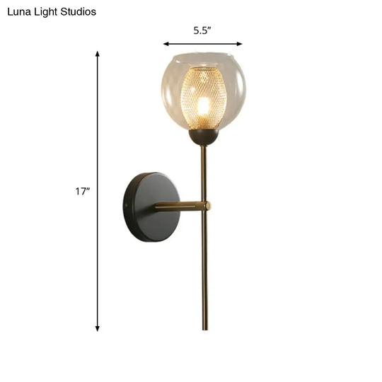 Modern Dual Cup Wall Sconce With Clear Glass And Metallic Finish In Black/Gold