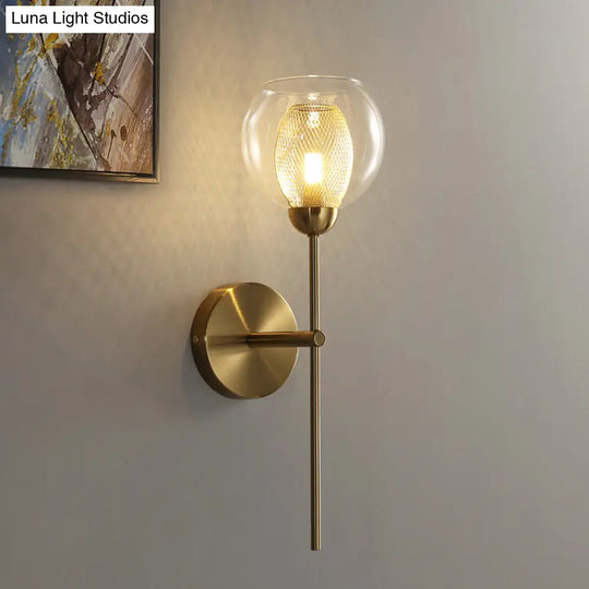 Modern Dual Cup Wall Sconce With Clear Glass And Metallic Finish In Black/Gold