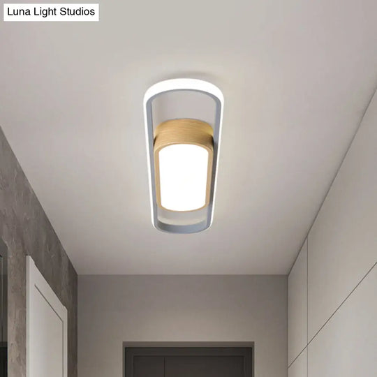 Modern Dual Ellipse Wood Led Flushmount Ceiling Lamp - 16/23.5/31.5 White With Warm/White Light Grey