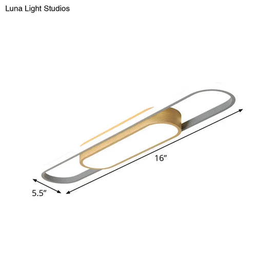Modern Dual Ellipse Wood Led Flushmount Ceiling Lamp - 16’/23.5’/31.5’ White With Warm/White Light