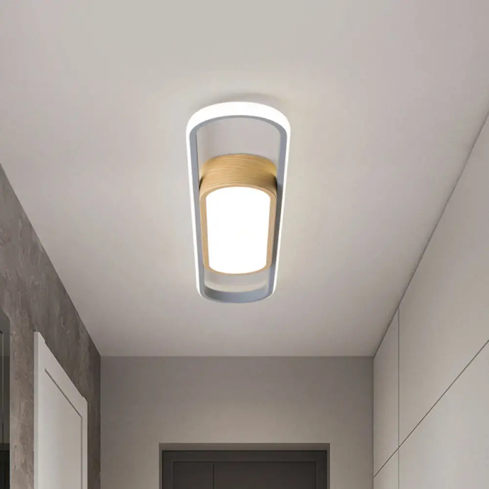 Modern Dual Ellipse Wood Led Flushmount Ceiling Lamp - 16’/23.5’/31.5’ White With Warm/White