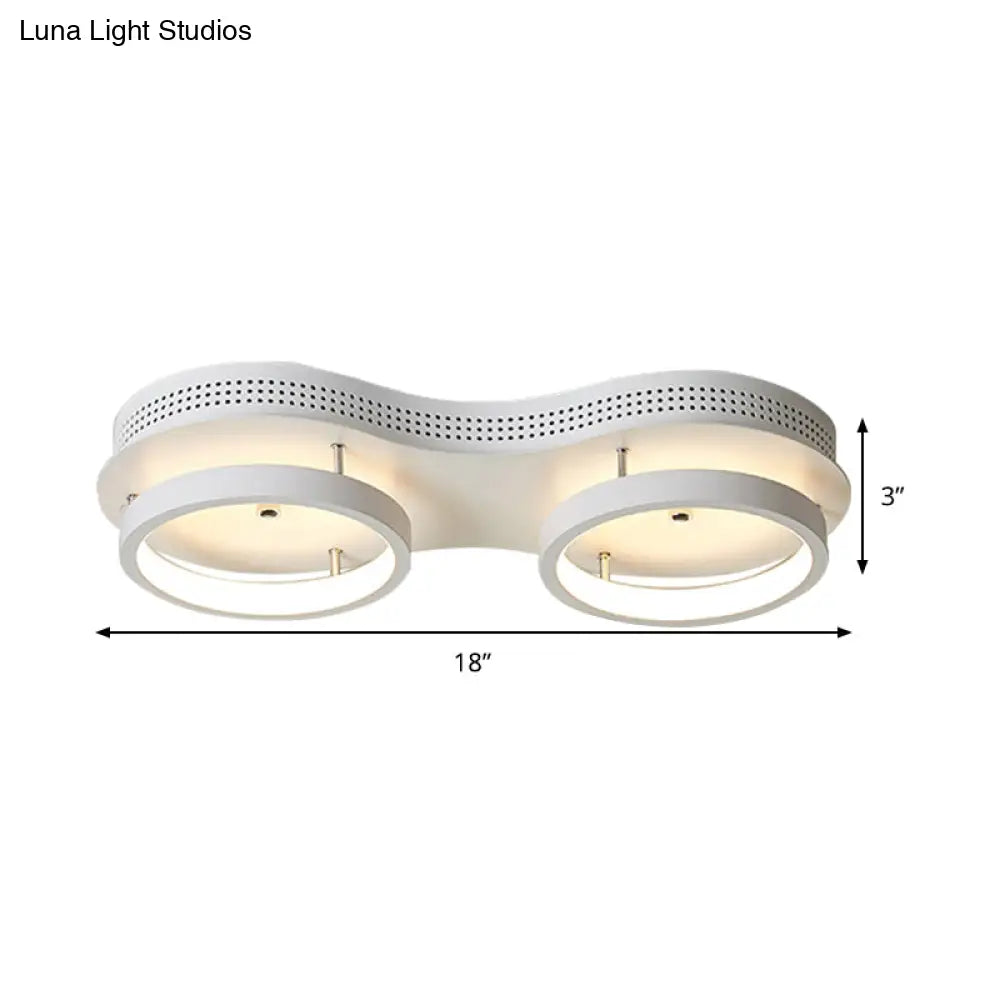 Modern Dual Round Led Ceiling Lamp - Minimal White Acrylic Flush Mount Light Fixture In Warm/White