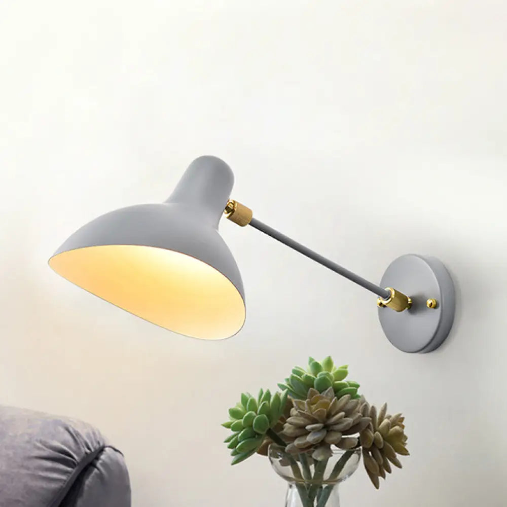 Modern Duckbill Sconce In Metallic Black/Grey - 1 Light Wall Lamp For Living Room Grey