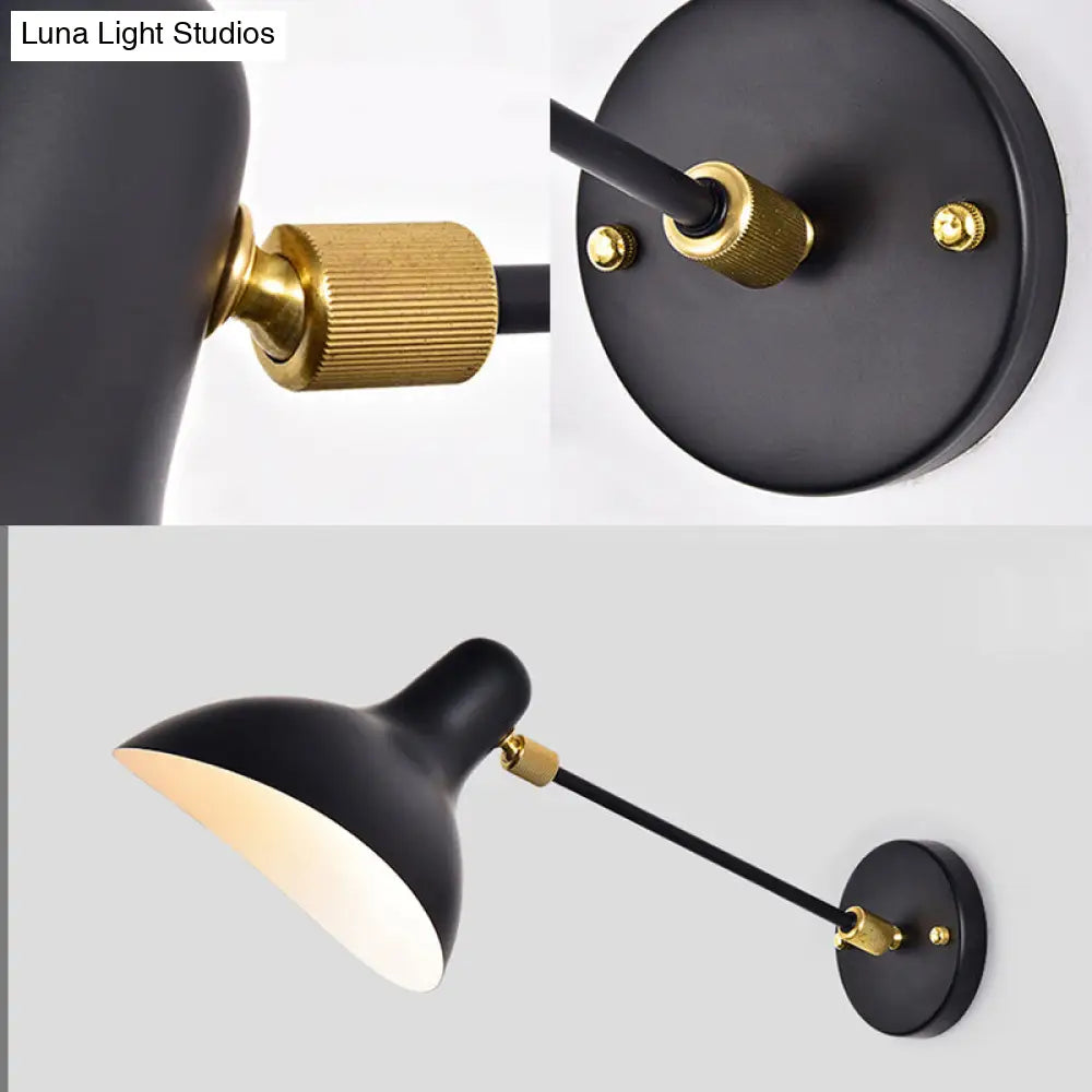 Modern Duckbill Sconce In Metallic Black/Grey - 1 Light Wall Lamp For Living Room