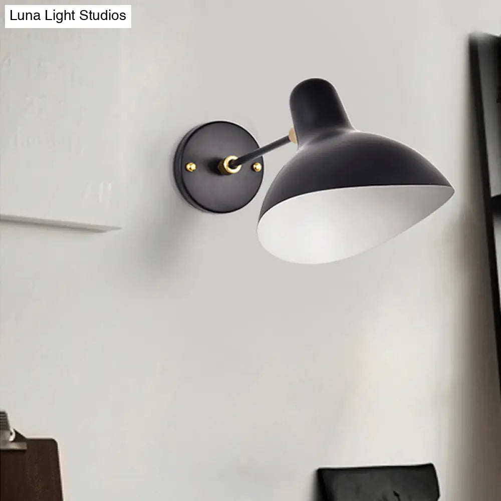 Modern Duckbill Sconce In Metallic Black/Grey - 1 Light Wall Lamp For Living Room