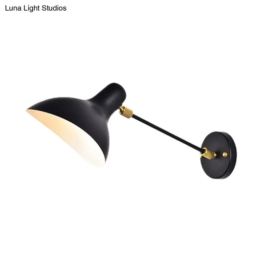 Modern Duckbill Sconce In Metallic Black/Grey - 1 Light Wall Lamp For Living Room