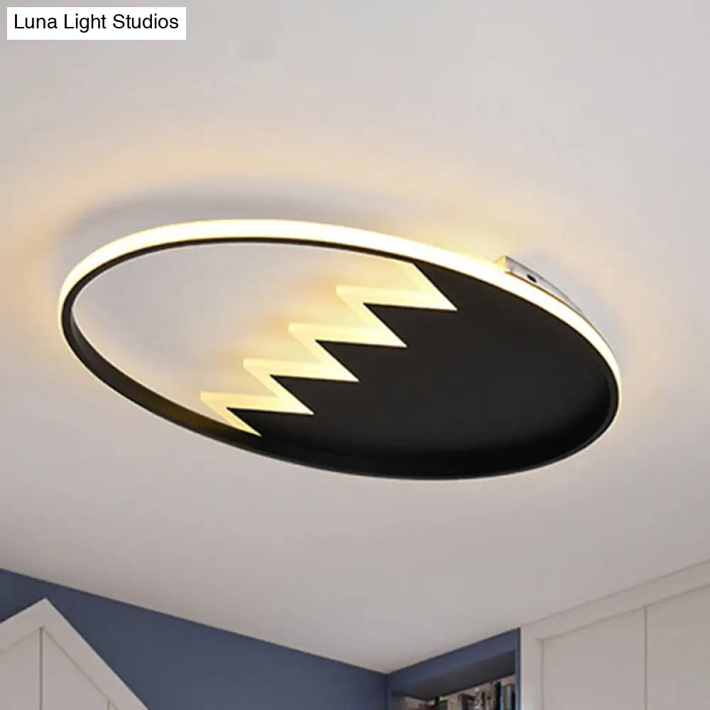 Modern Eggshell Ceiling Mount Light: Stylish Metal Lamp For Child Bedroom Black / Third Gear