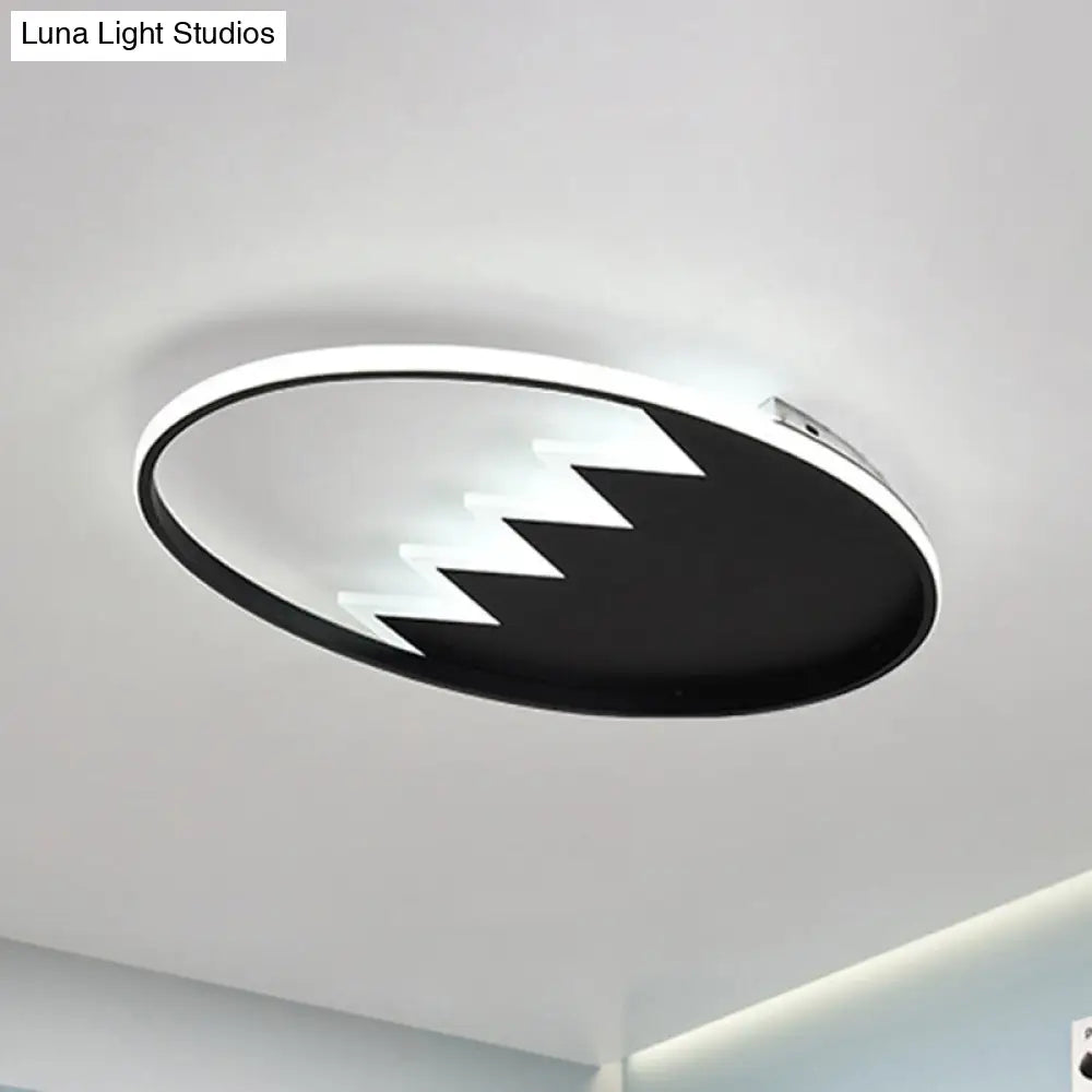 Modern Eggshell Ceiling Mount Light: Stylish Metal Lamp For Child Bedroom Black / White
