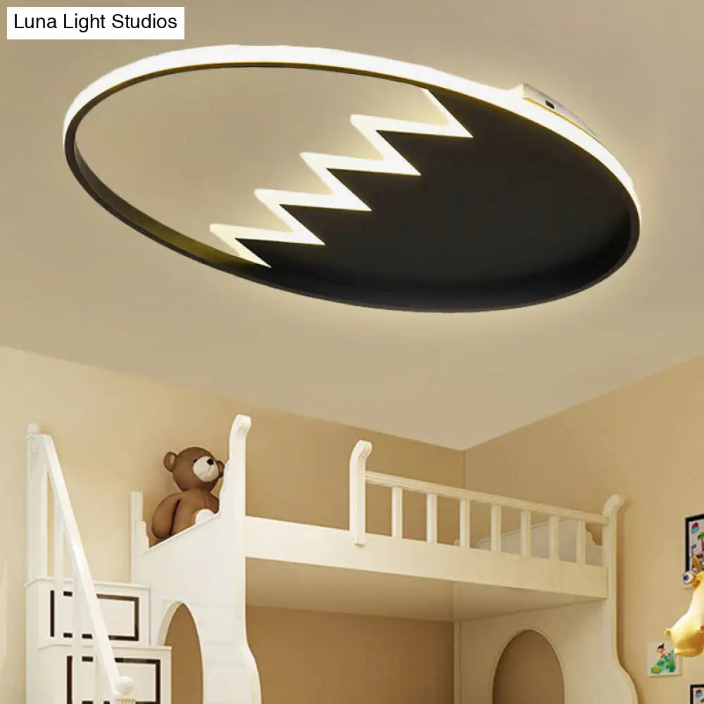 Modern Eggshell Ceiling Mount Light: Stylish Metal Lamp For Child Bedroom Black / Warm