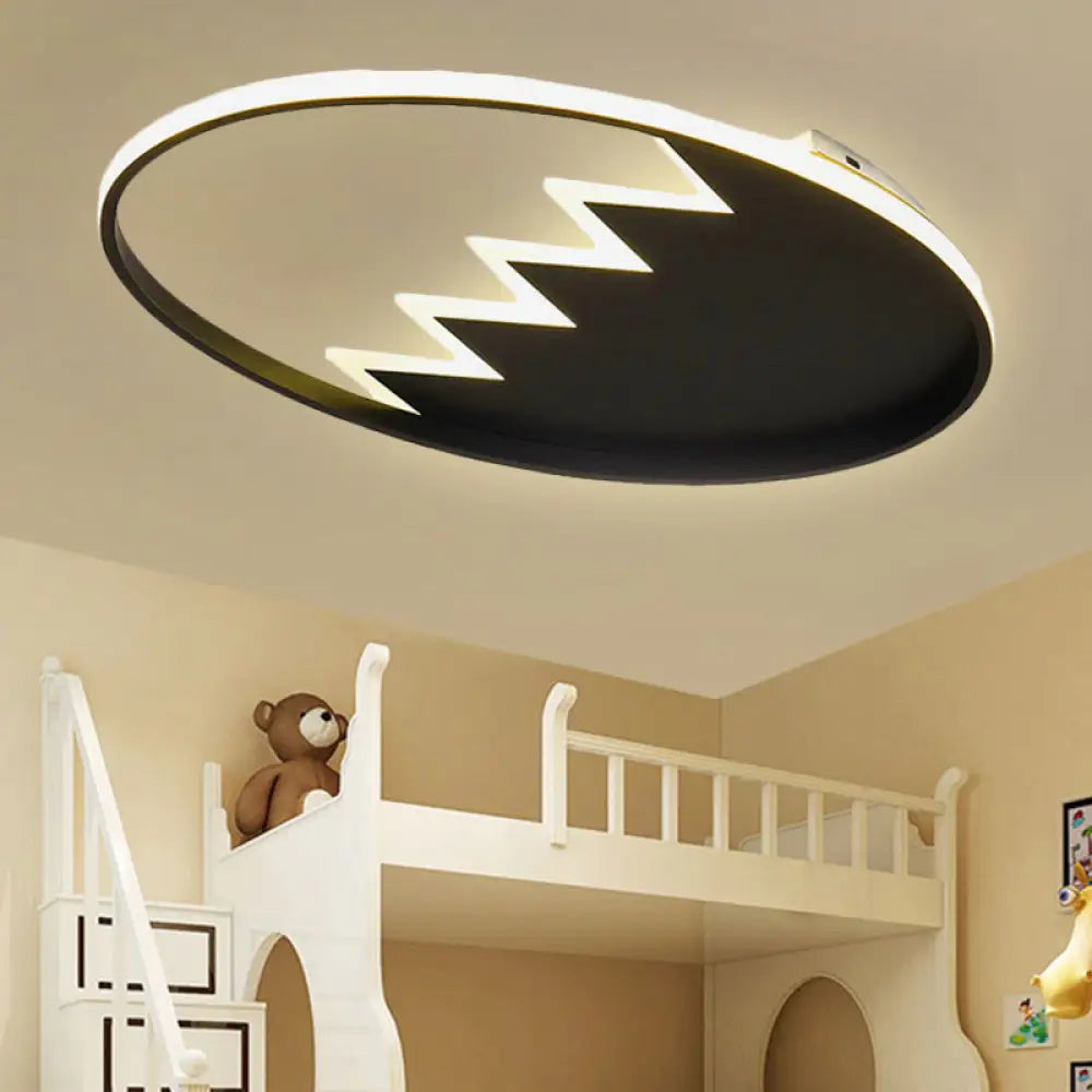 Modern Eggshell Ceiling Mount Light: Stylish Metal Lamp For Child Bedroom Black / Warm