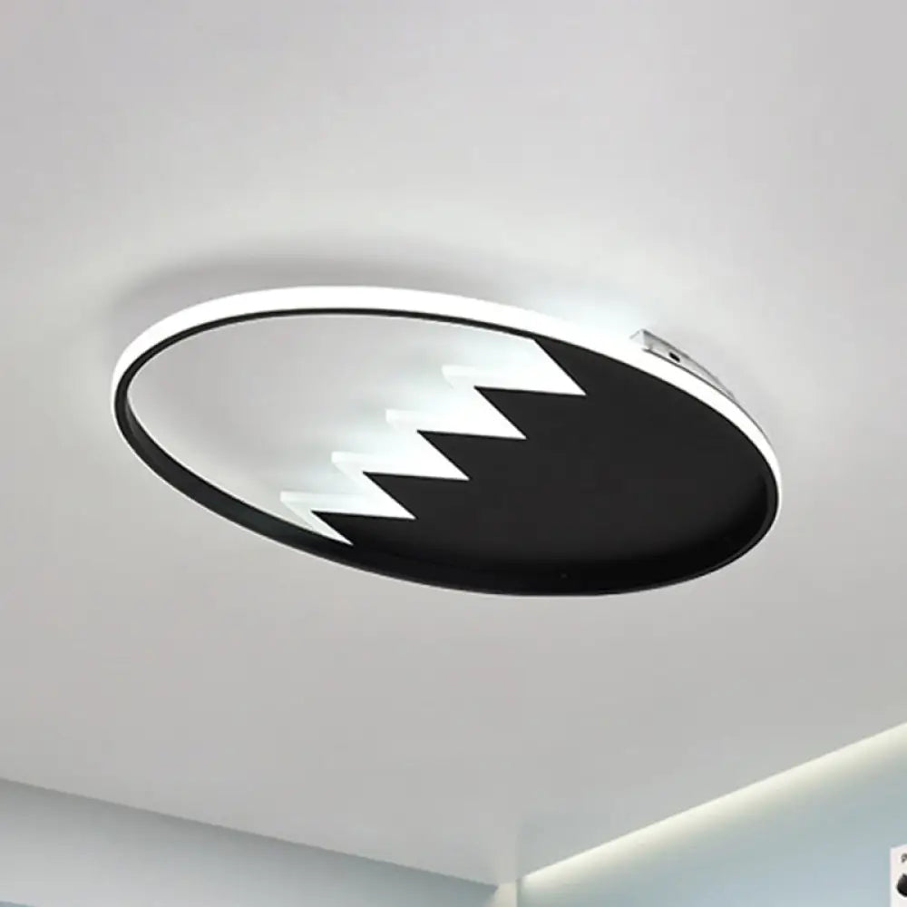 Modern Eggshell Ceiling Mount Light: Stylish Metal Lamp For Child Bedroom Black / White