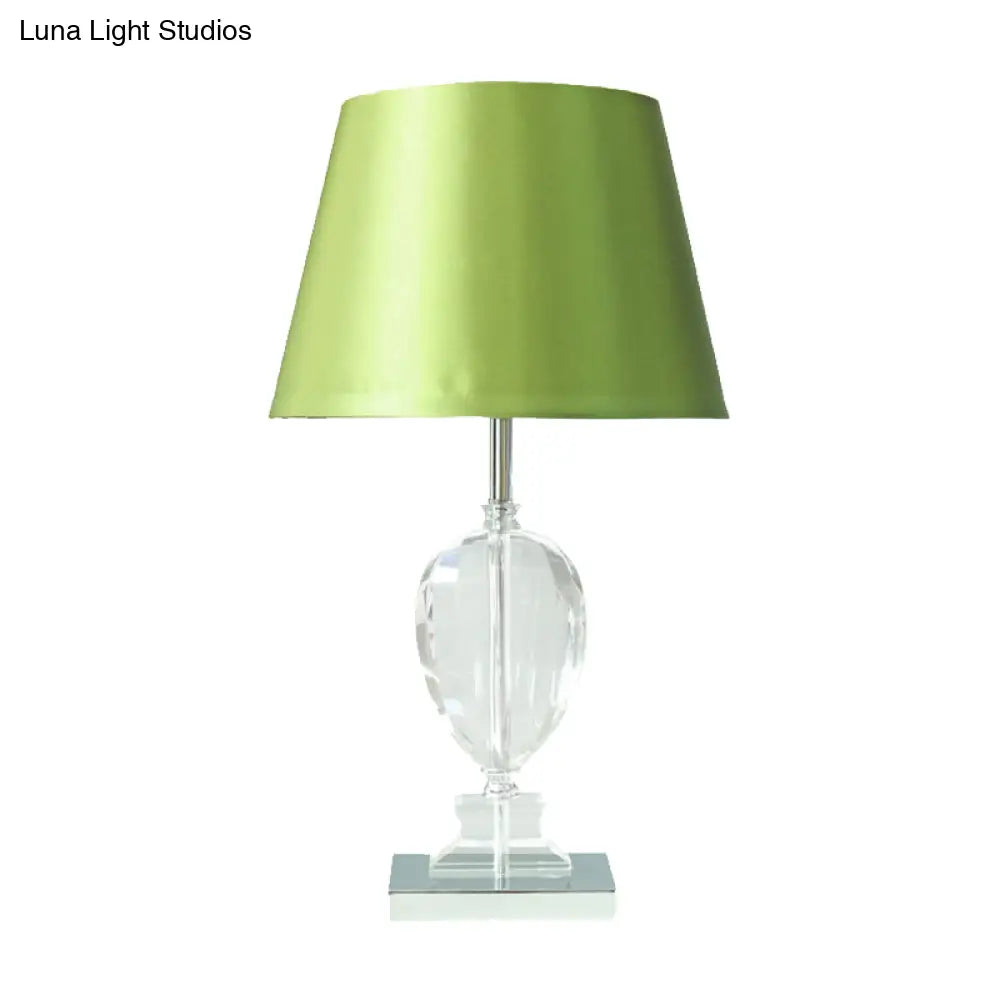 Modern Empire Shade Night Light: Beveled Crystal 1-Light Table Lamp In Green