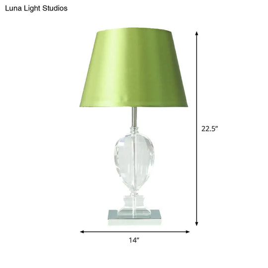 Modern Empire Shade Night Light: Beveled Crystal 1-Light Table Lamp In Green