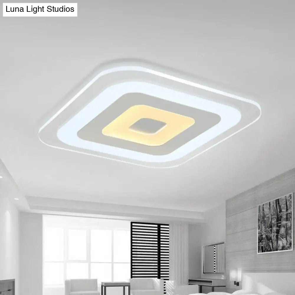 Modern Extra-Thin Led Flush Mount Acrylic Ceiling Light - Clear & Sleek