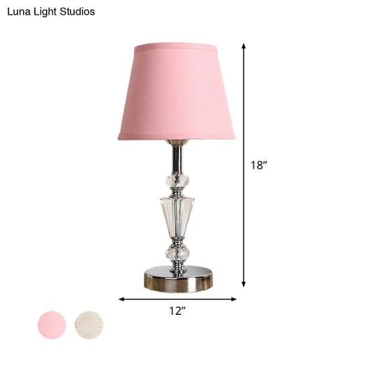 Modern Fabric Cone Bell Table Lamp - Pink/Beige Small Desk For Living Room