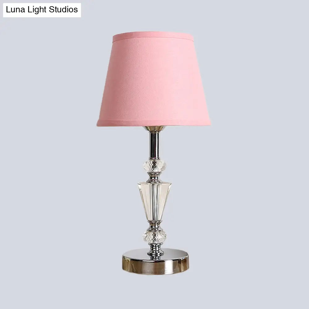 Modern Fabric Cone Bell Table Lamp - Pink/Beige Small Desk For Living Room