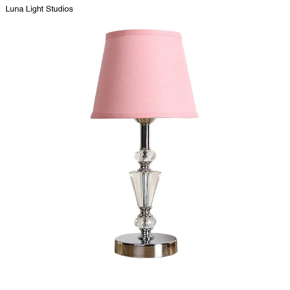 Modern Fabric Cone Bell Table Lamp - Pink/Beige Small Desk For Living Room