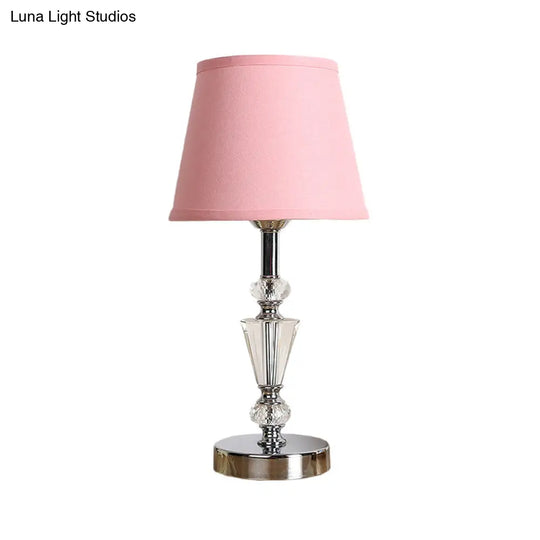 Modern Fabric Cone Bell Table Lamp - Pink/Beige Small Desk For Living Room