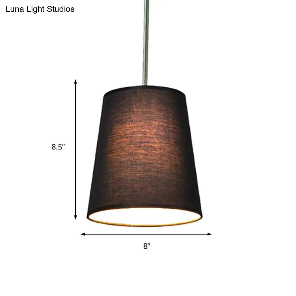 Modern Fabric Cylinder Pendant Light - Black/White/Flaxen 8’/11’ Wide